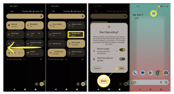 Wbudowany system Android Nagrywanie ekranu Snapchat