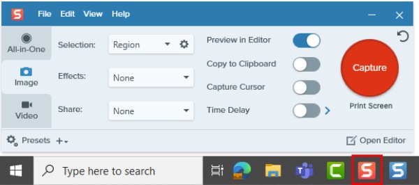 Snagit 录制器接口