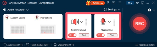 Anyrec-Aufnahmeeinstellungen
