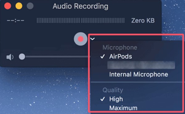 Aufnahmeeinstellungen Mac