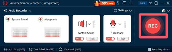 Aufnahme mit Anyrec starten