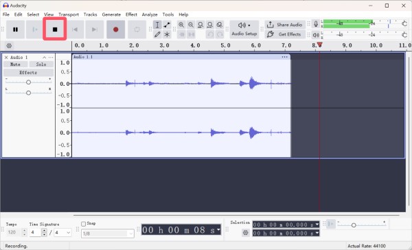 Stopp-Aufnahme-Audacity