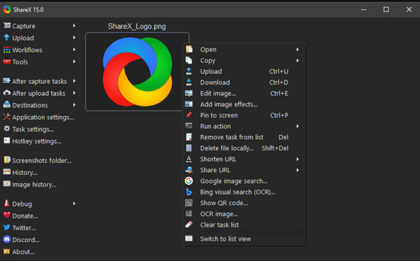 Rejestrator internetowy ShareX