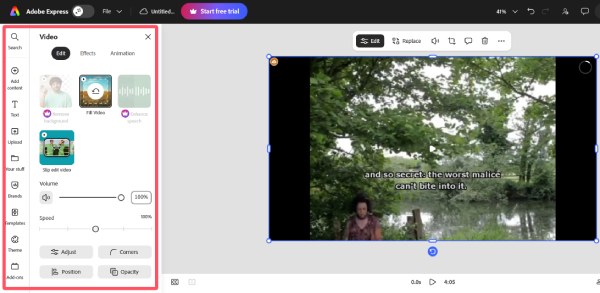 Úprava videa v Adobe Express