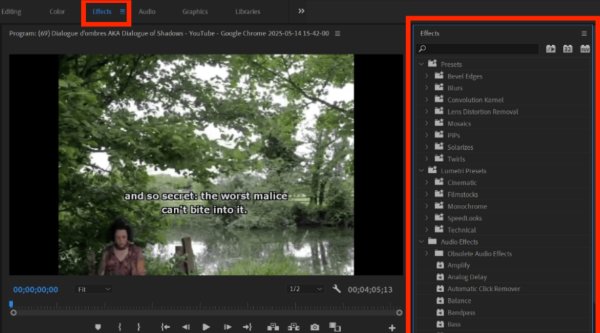 Vyberte efekty Adobe