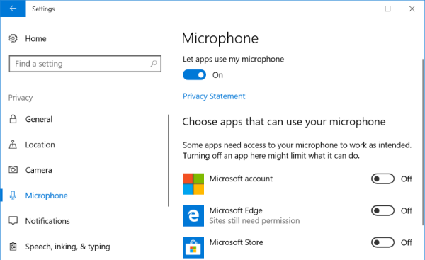 Habilitar el acceso al micrófono Windows 10