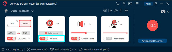 Zapněte Webcam Recorder