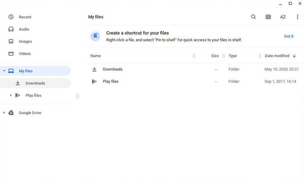 קובץ לשמירה של צילומי מסך ב-Chromebook