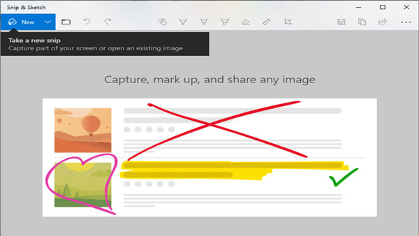لقطة شاشة Surface Pro Snip Sketch