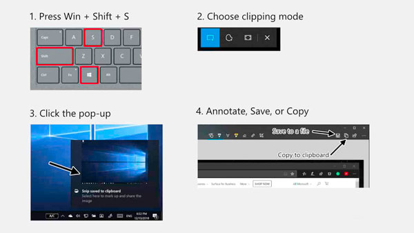 Tasti di scelta rapida per screenshot di Surface