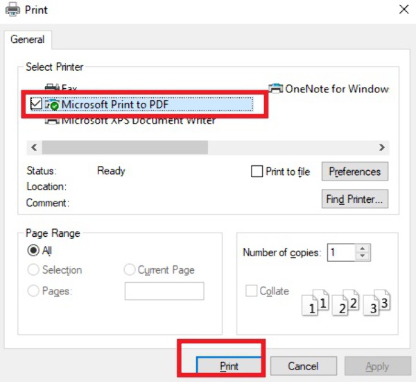 Print Screenshot to PDF