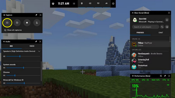  在 Minecraft 中截屏