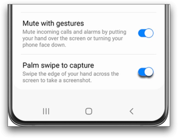 启用三星屏幕截图手势