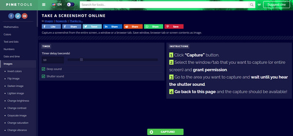 لقطة شاشة جزئية من برنامج PineTools لنظام التشغيل Windows