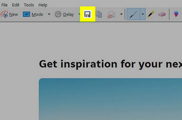 أداة القصاصة حفظ لقطة الشاشة
