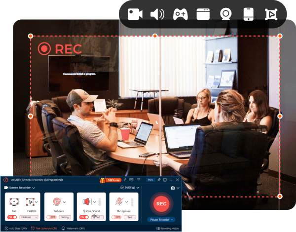 Banner pentru înregistrarea ecranului Anyrec