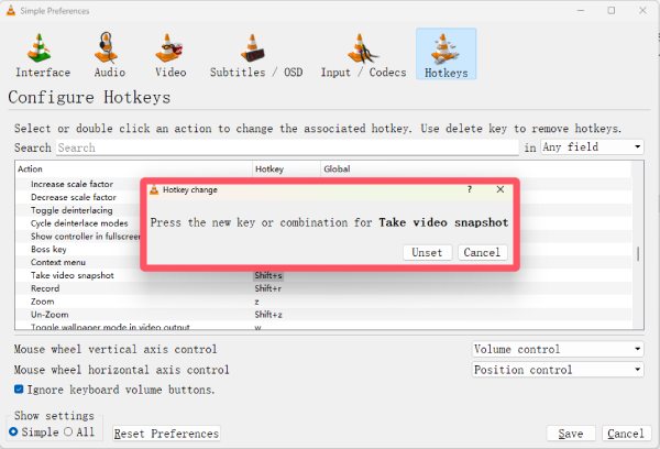 Change Hotkey VLC