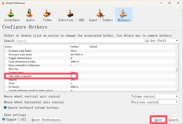 Save Hotkey VLC