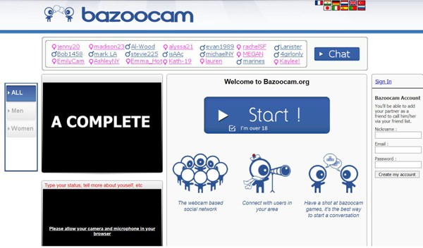 Чат Рулетка Bazoocam