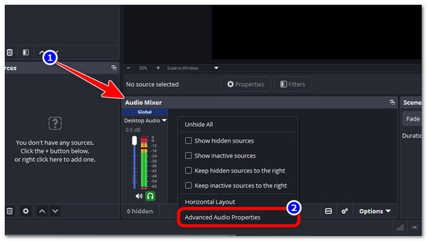 Accesați secțiunea Mixer audio