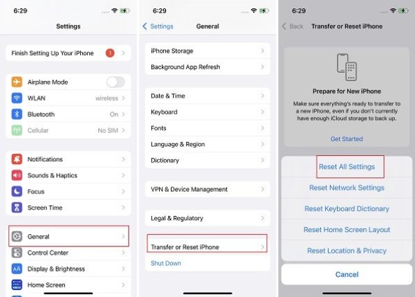 Nulstil alle iPhone-indstillinger