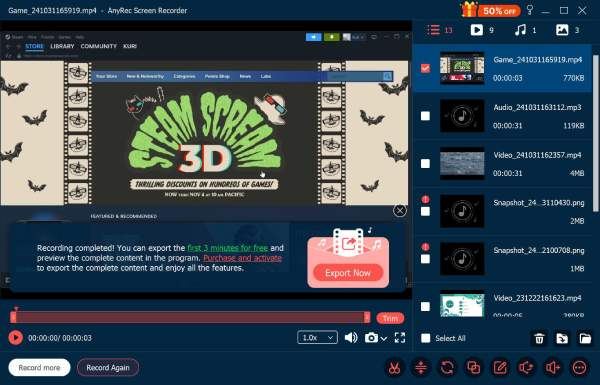 Ta opp Gameplay Anyrec