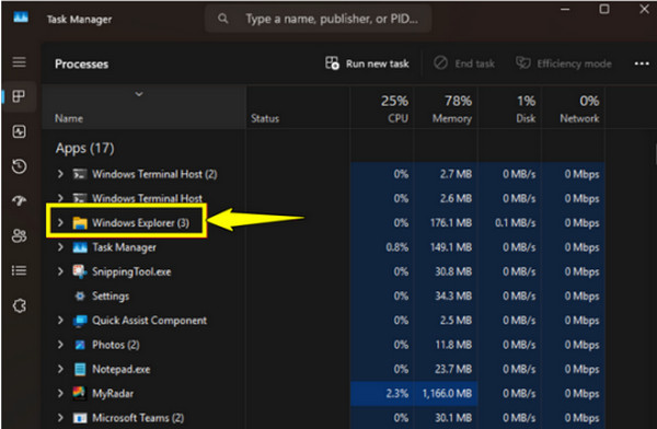 Mulakan semula Windows Explorer