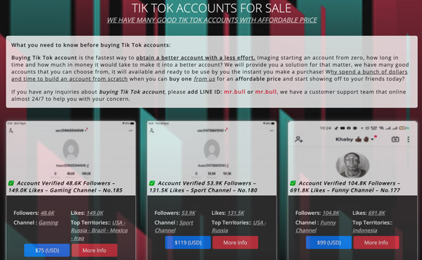 Tiktok Marketplace Kaufen Sie Tiktok-Konten