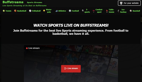 Buffstreams hoofdinterface