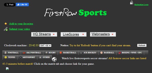 Firstrow Main Interface