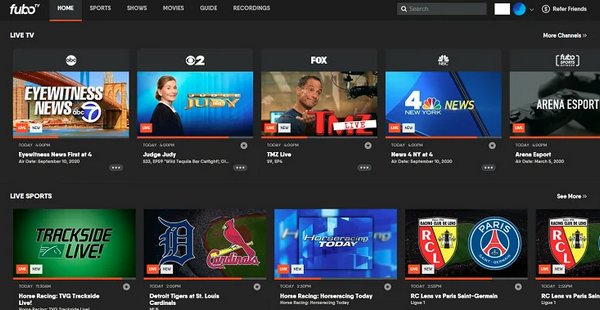 Fubotv Main Interface