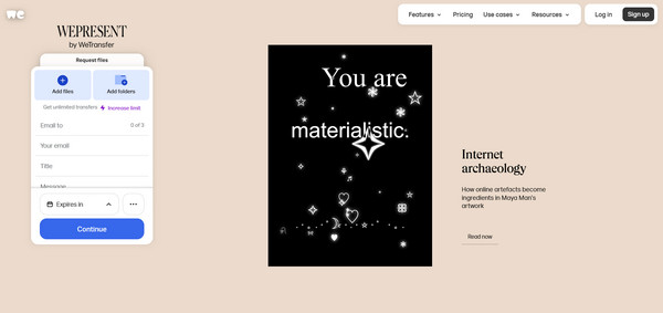 Wetransfer Transfernow-alternativ