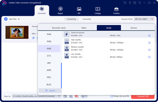 Converteren naar M4R-audio