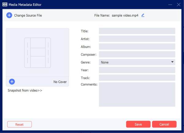 Editor de datos beta de medios