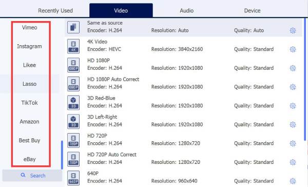 Andere Videoformate