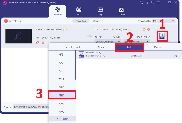 Select the Desired Aiff Format