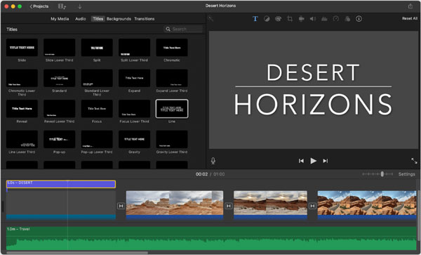 إضافة نص في iMovie على نظام Mac