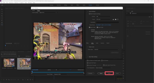 Enregistrer la vidéo Adobe Premiere Pro