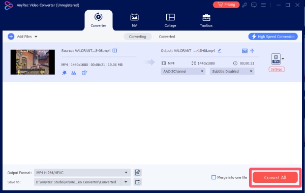 Enregistrer la vidéo AnyRec