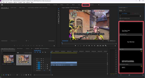 Sélectionner le style Adobe Premiere Pro