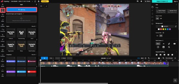 Sélectionner le modèle Kapwing