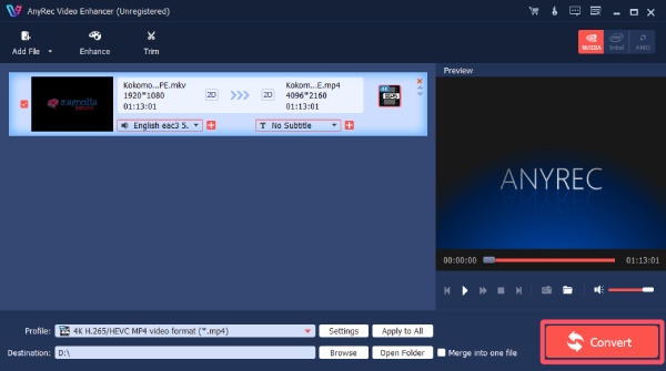 حفظ الفيديو باستخدام AnyRec Video Enhancer