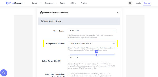 FreeConvert Komprimer MOV