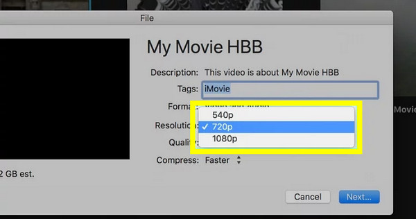 iMovie Komprimer MOV
