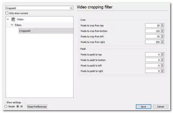 VLC Specificera beskärningsvideo