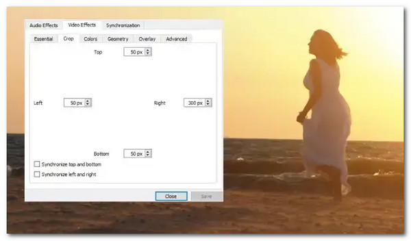VLC Ange beskärningsvärde