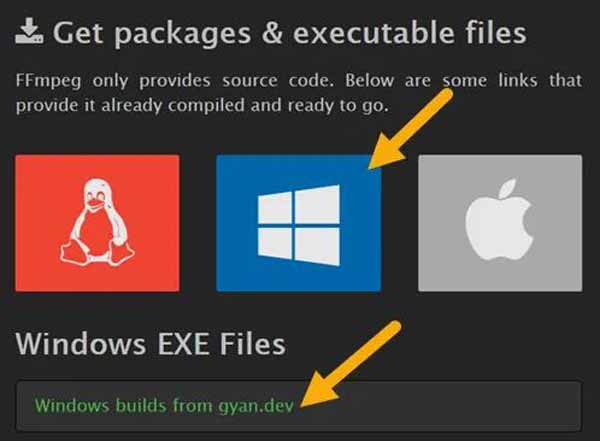 Stáhnout balíček FFmpeg