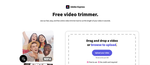 Adobe Express gratis videotrimmer