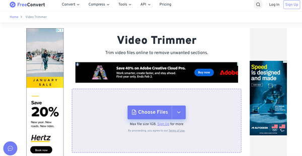 FreeConvert Gratis Videoklippare