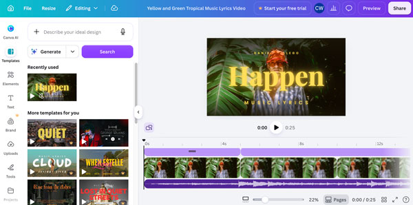 Készíts dalszöveges videót online a Canva segítségével